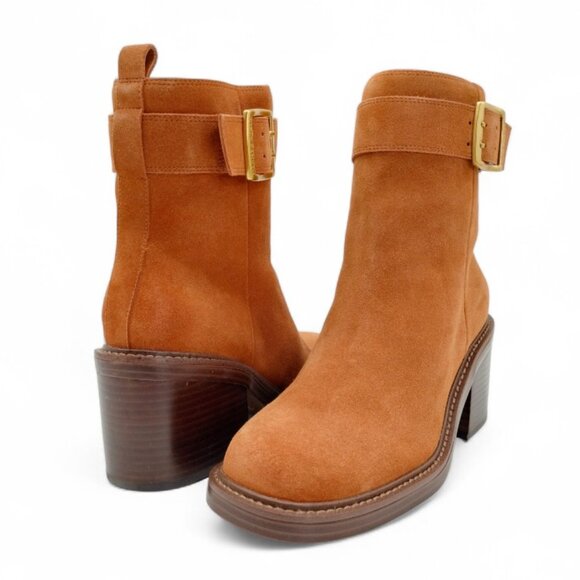 Vince Camuto Women's Size 9 M Warm Caramel Bembonie Stacked Heel Ankle Bootie - Picture 6 of 15